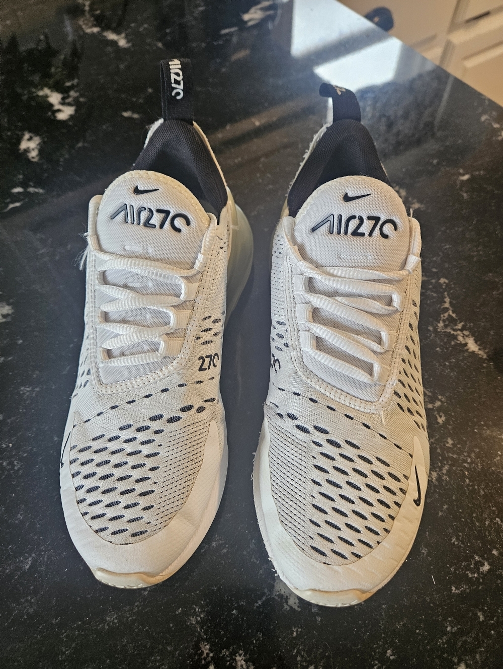 Nike Air 270   Sneakers in Off-White and Black.